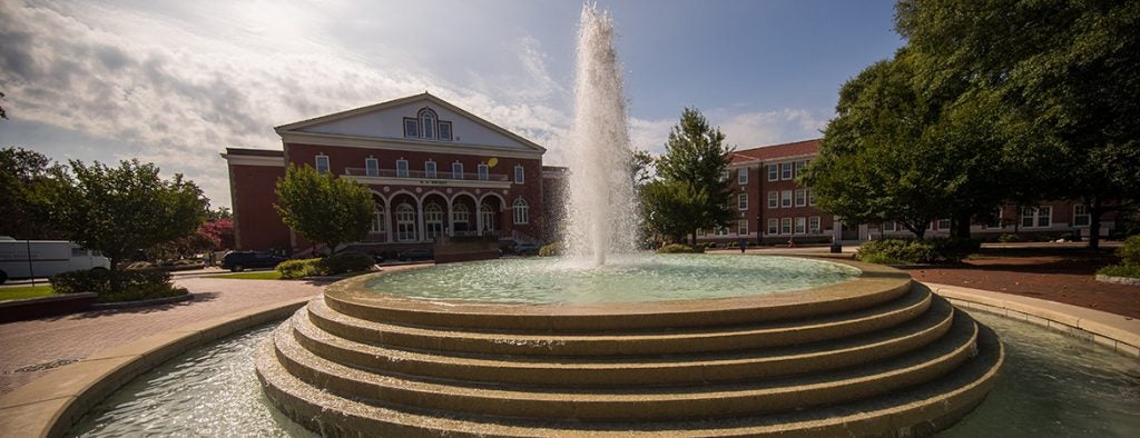 Fountain in front of Wright Auditorium